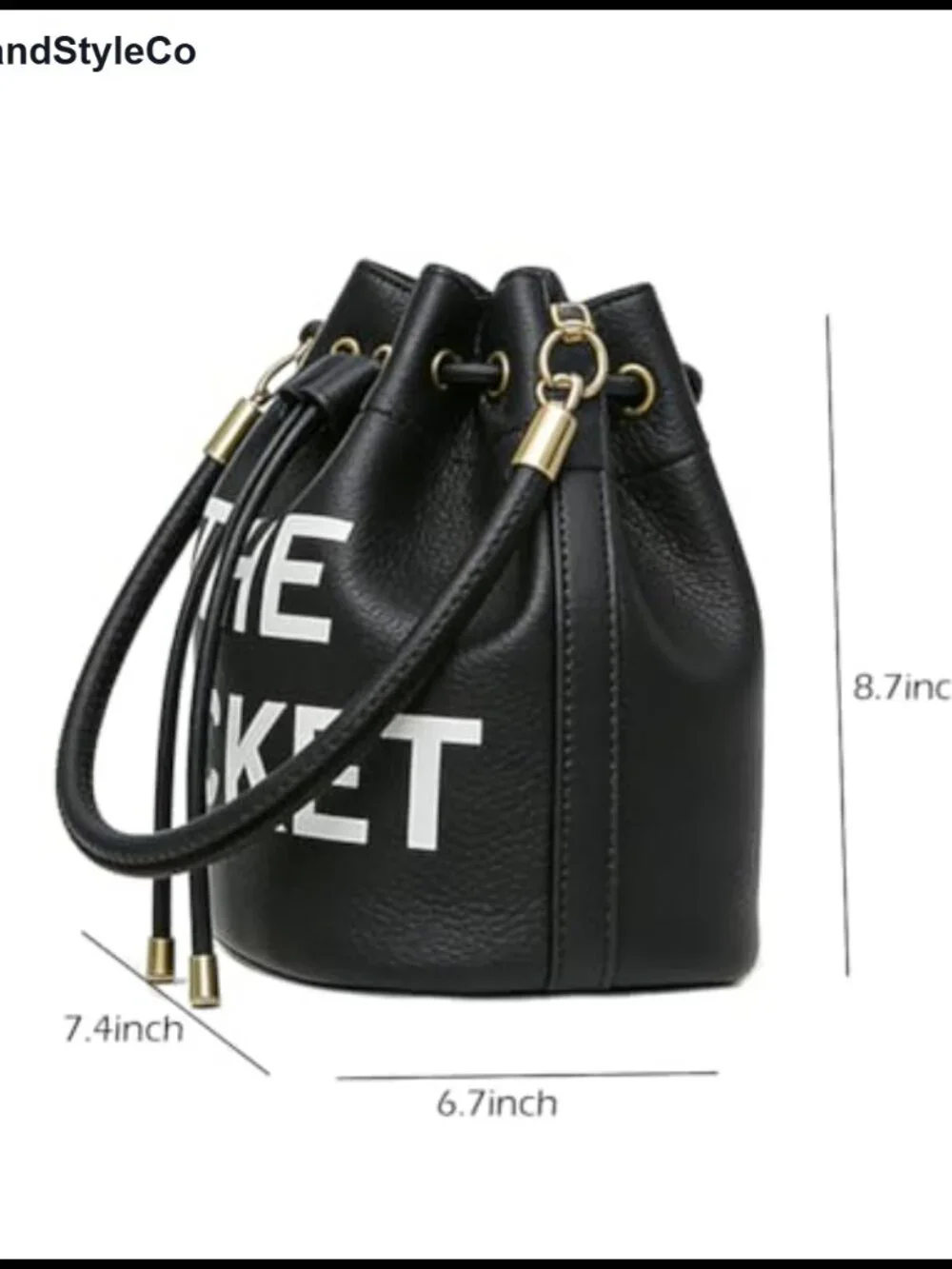 Women's Small Bucket Drawstring Handbag PU Leather Hobo Crossbody Purse